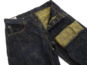 ONI Denim Men's 17 oz Bumpy Denim Selvedge Jeans - Regular Straight Fit - Indigo Overdyed with Ocher Pigment - Made in Japan (ONI277-Bumpy)