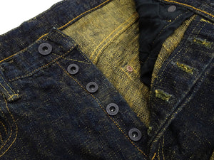 ONI Denim Men's 17 oz Bumpy Denim Selvedge Jeans - Regular Straight Fit - Indigo Overdyed with Ocher Pigment - Made in Japan (ONI277-Bumpy)