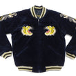 Load image into Gallery viewer, Tailor Toyo Japanese Souvenir Jacket - Men&#39;s Mid-1950s Reproduction Sukajan - Reversible, Velvet and Quilted Satin - TT15792-128 Roaring Tiger x Japan Map Dark Navy x Black
