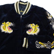 Load image into Gallery viewer, Tailor Toyo Japanese Souvenir Jacket - Men&#39;s Mid-1950s Reproduction Sukajan - Reversible, Velvet and Quilted Satin - TT15792-128 Roaring Tiger x Japan Map Dark Navy x Black
