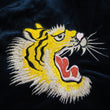 Load image into Gallery viewer, Tailor Toyo Japanese Souvenir Jacket - Men&#39;s Mid-1950s Reproduction Sukajan - Reversible, Velvet and Quilted Satin - TT15792-128 Roaring Tiger x Japan Map Dark Navy x Black
