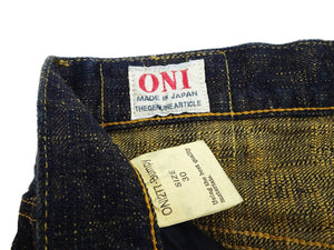 ONI Denim Men's 17 oz Bumpy Denim Selvedge Jeans - Regular Straight Fit - Indigo Overdyed with Ocher Pigment - Made in Japan (ONI277-Bumpy)