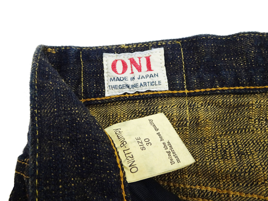 ONI Denim Men's 17 oz Bumpy Denim Selvedge Jeans - Regular Straight Fit - Indigo Overdyed with Ocher Pigment - Made in Japan (ONI277-Bumpy)