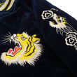Load image into Gallery viewer, Tailor Toyo Japanese Souvenir Jacket - Men&#39;s Mid-1950s Reproduction Sukajan - Reversible, Velvet and Quilted Satin - TT15792-128 Roaring Tiger x Japan Map Dark Navy x Black
