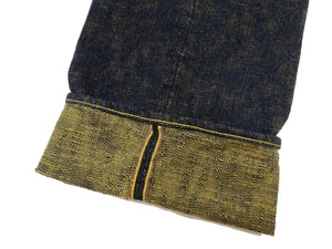 ONI Denim Men's 17 oz Bumpy Denim Selvedge Jeans - Regular Straight Fit - Indigo Overdyed with Ocher Pigment - Made in Japan (ONI277-Bumpy)