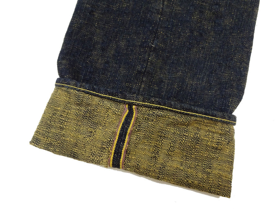 ONI Denim Men's 17 oz Bumpy Denim Selvedge Jeans - Regular Straight Fit - Indigo Overdyed with Ocher Pigment - Made in Japan (ONI277-Bumpy)