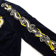 Load image into Gallery viewer, Tailor Toyo Japanese Souvenir Jacket - Men&#39;s Mid-1950s Reproduction Sukajan - Reversible, Velvet and Quilted Satin - TT15792-128 Roaring Tiger x Japan Map Dark Navy x Black

