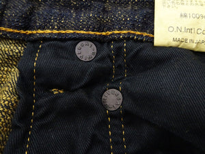 ONI Denim Men's 17 oz Bumpy Denim Selvedge Jeans - Regular Straight Fit - Indigo Overdyed with Ocher Pigment - Made in Japan (ONI277-Bumpy)