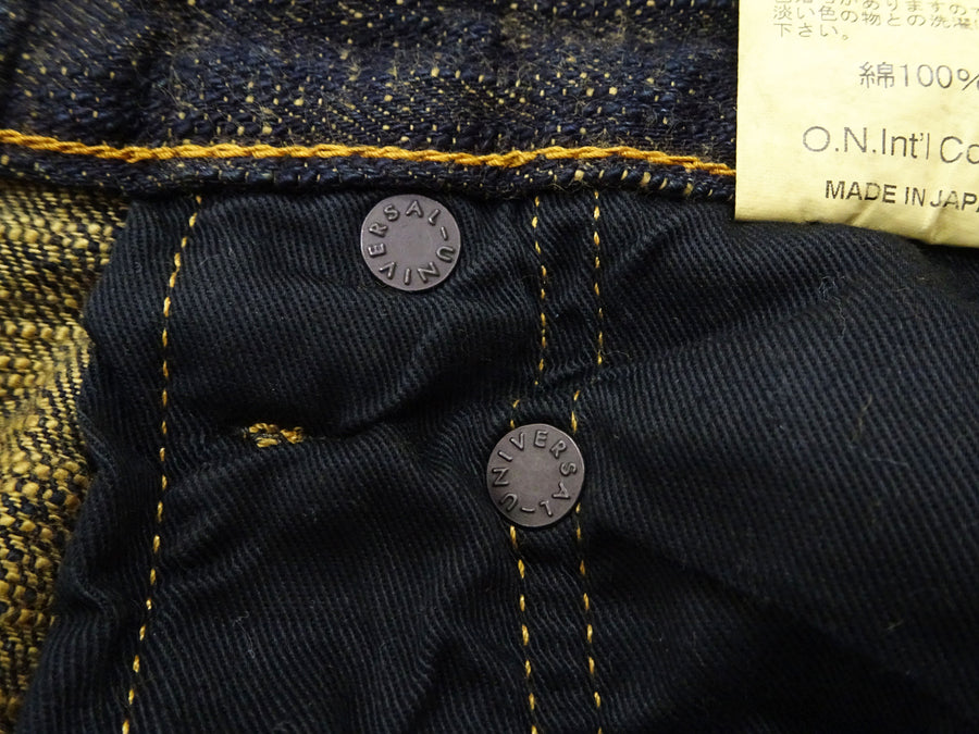 ONI Denim Men's 17 oz Bumpy Denim Selvedge Jeans - Regular Straight Fit - Indigo Overdyed with Ocher Pigment - Made in Japan (ONI277-Bumpy)