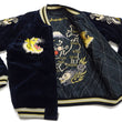 Load image into Gallery viewer, Tailor Toyo Japanese Souvenir Jacket - Men&#39;s Mid-1950s Reproduction Sukajan - Reversible, Velvet and Quilted Satin - TT15792-128 Roaring Tiger x Japan Map Dark Navy x Black
