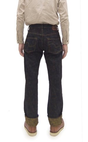 ONI Denim Men's 17 oz Bumpy Denim Selvedge Jeans - Regular Straight Fit - Indigo Overdyed with Ocher Pigment - Made in Japan (ONI277-Bumpy)
