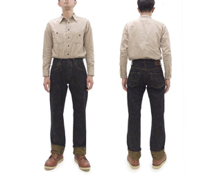ONI Denim Men's 17 oz Bumpy Denim Selvedge Jeans - Regular Straight Fit - Indigo Overdyed with Ocher Pigment - Made in Japan (ONI277-Bumpy)