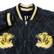 Load image into Gallery viewer, Tailor Toyo Japanese Souvenir Jacket - Men&#39;s Mid-1950s Reproduction Sukajan - Reversible, Velvet and Quilted Satin - TT15792-128 Roaring Tiger x Japan Map Dark Navy x Black
