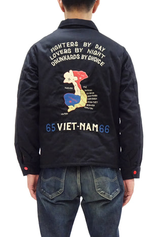Tailor Toyo Reversible Vietnam Jacket with Insulation - Men's Modern Reinterpretation of Viet-Jumper Vietnam Souvenir Jacket / TT15800-119 Black