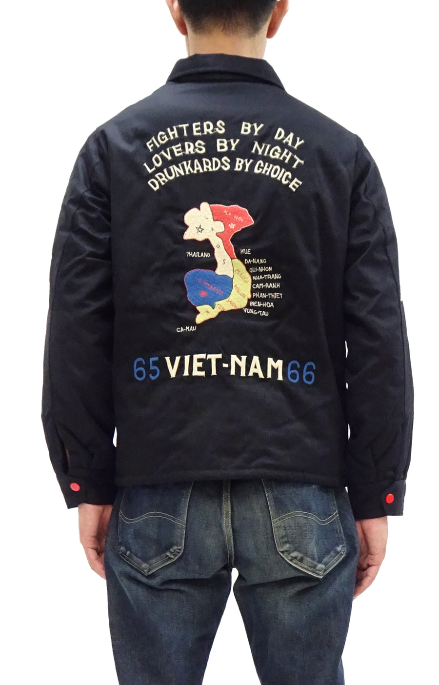 Tailor Toyo Reversible Vietnam Jacket with Insulation - Men's Modern Reinterpretation of Viet-Jumper Vietnam Souvenir Jacket / TT15800-119 Black