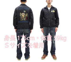 Tailor Toyo Reversible Vietnam Jacket with Insulation - Men's Modern Reinterpretation of Viet-Jumper Vietnam Souvenir Jacket / TT15800-119 Black