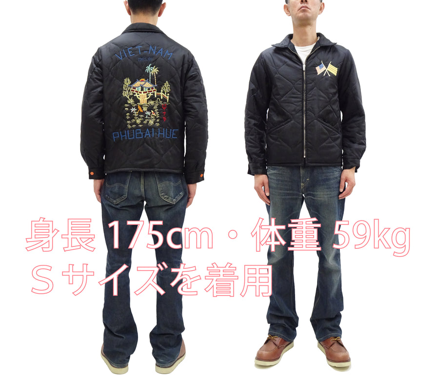 Tailor Toyo Reversible Vietnam Jacket with Insulation - Men's Modern Reinterpretation of Viet-Jumper Vietnam Souvenir Jacket / TT15800-119 Black