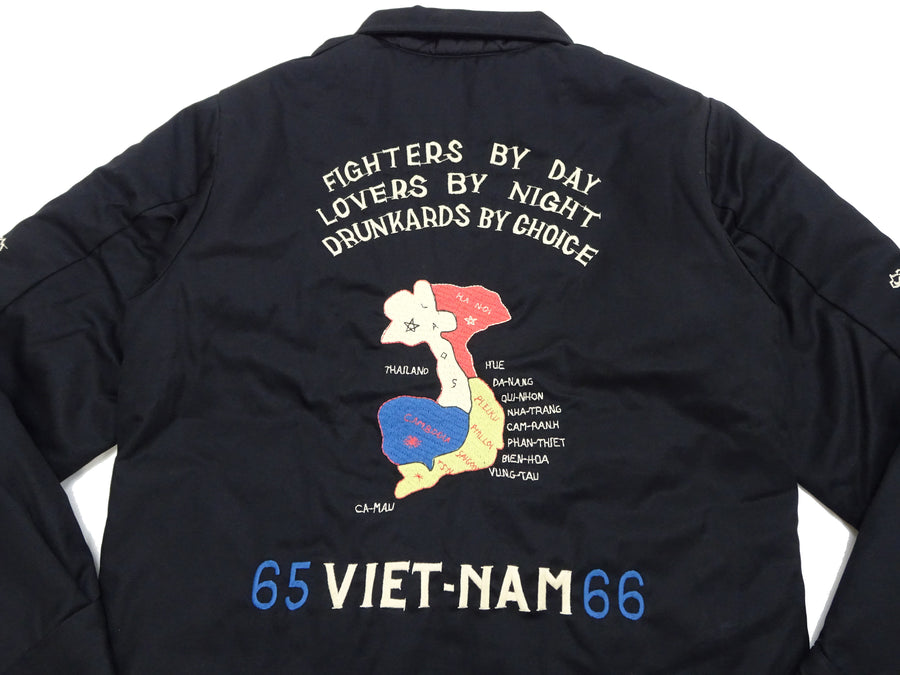 Tailor Toyo Reversible Vietnam Jacket with Insulation - Men's Modern Reinterpretation of Viet-Jumper Vietnam Souvenir Jacket / TT15800-119 Black