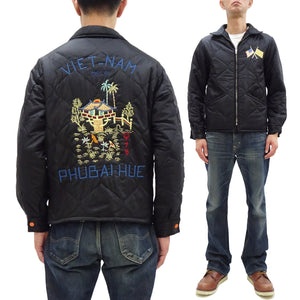 Tailor Toyo Reversible Vietnam Jacket with Insulation - Men's Modern Reinterpretation of Viet-Jumper Vietnam Souvenir Jacket / TT15800-119 Black