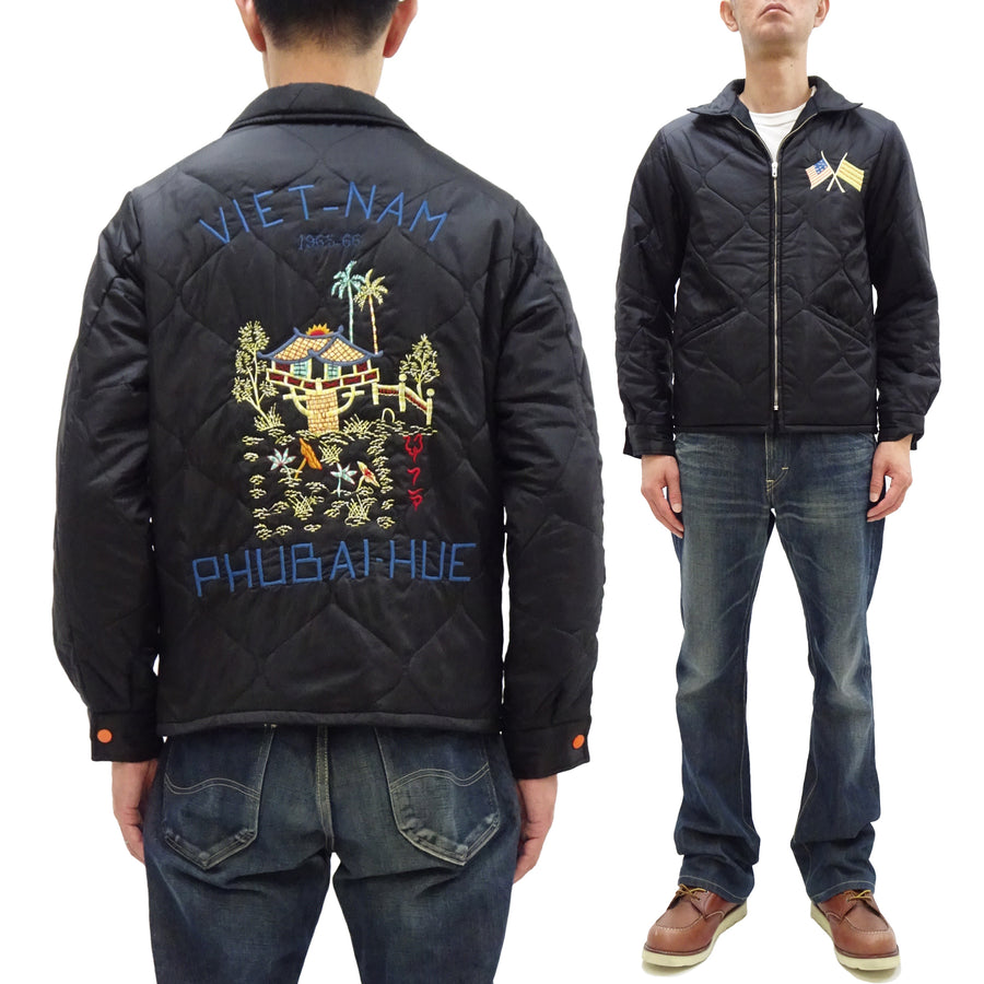 Tailor Toyo Reversible Vietnam Jacket with Insulation - Men's Modern Reinterpretation of Viet-Jumper Vietnam Souvenir Jacket / TT15800-119 Black