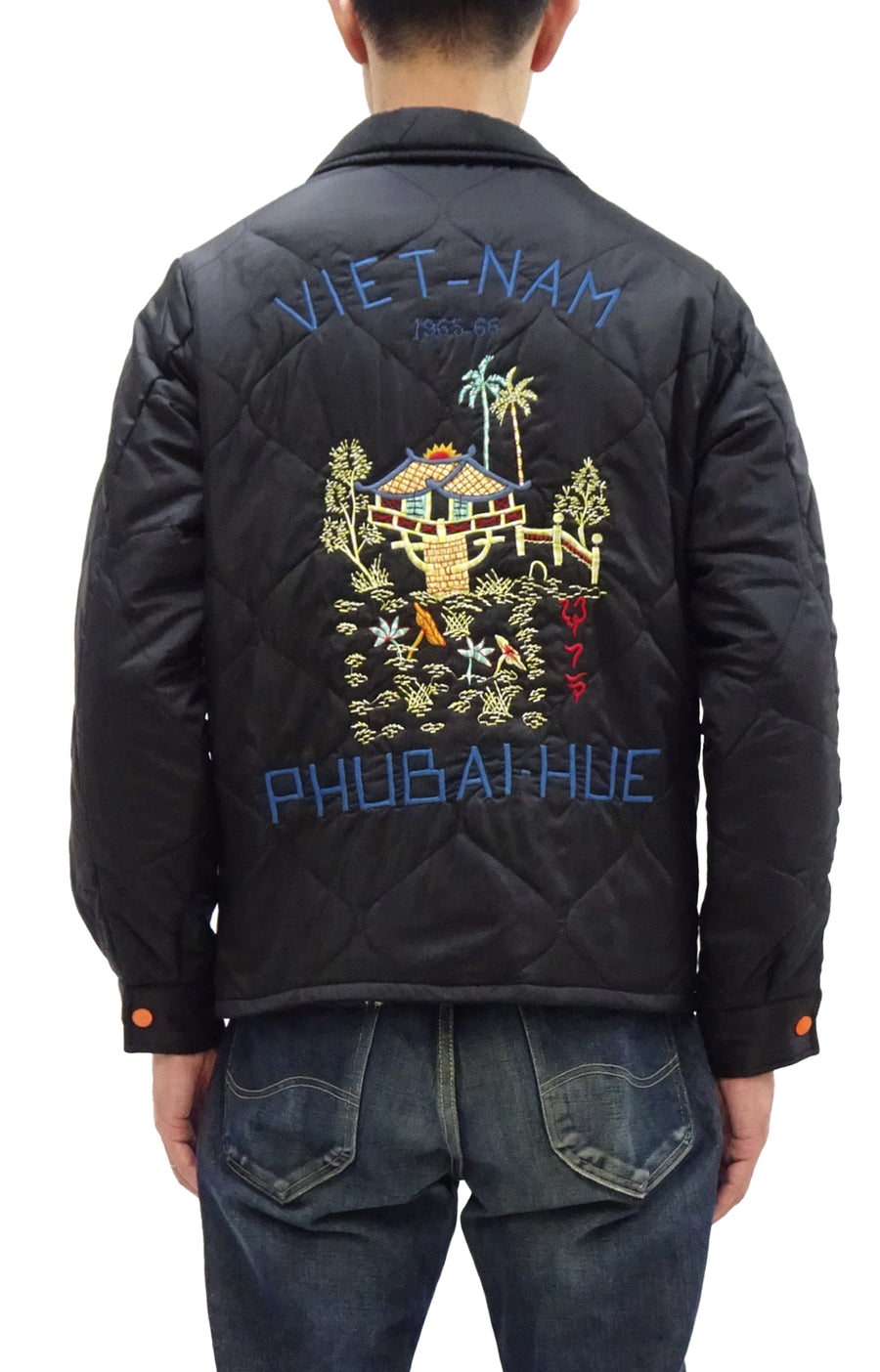 Tailor Toyo Reversible Vietnam Jacket with Insulation - Men's Modern Reinterpretation of Viet-Jumper Vietnam Souvenir Jacket / TT15800-119 Black