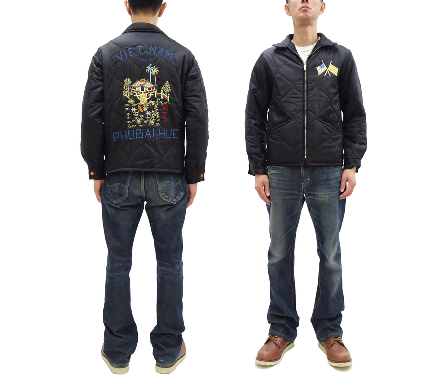 Tailor Toyo Reversible Vietnam Jacket with Insulation - Men's Modern Reinterpretation of Viet-Jumper Vietnam Souvenir Jacket / TT15800-119 Black
