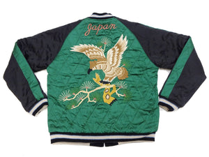 Tailor Toyo KOSHO & CO. Reversible Sukajan Japanese Souvenir Jacket - Special Edition Tiger Head & Eagle Embroidery, Velveteen x Quilted Acetate Satin (TT15809-119)
