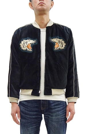Tailor Toyo KOSHO & CO. Reversible Sukajan Japanese Souvenir Jacket - Special Edition Tiger Head & Eagle Embroidery, Velveteen x Quilted Acetate Satin (TT15809-119)