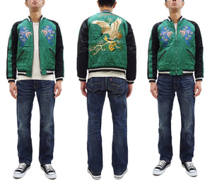 Tailor Toyo KOSHO & CO. Reversible Sukajan Japanese Souvenir Jacket - Special Edition Tiger Head & Eagle Embroidery, Velveteen x Quilted Acetate Satin (TT15809-119)