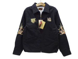Tailor Toyo Men's Mid-1960s Cotton Vietnam Jacket "Vietnam Map" - Embroidered Vietnam Souvenir Tour Jacket, Pleiku-Inspired Reproduction (TT15892 119 Black)