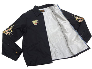 Tailor Toyo Men's Mid-1960s Cotton Vietnam Jacket "Vietnam Map" - Embroidered Vietnam Souvenir Tour Jacket, Pleiku-Inspired Reproduction (TT15892 119 Black)