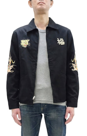 Tailor Toyo Men's Mid-1960s Cotton Vietnam Jacket "Vietnam Map" - Embroidered Vietnam Souvenir Tour Jacket, Pleiku-Inspired Reproduction (TT15892 119 Black)