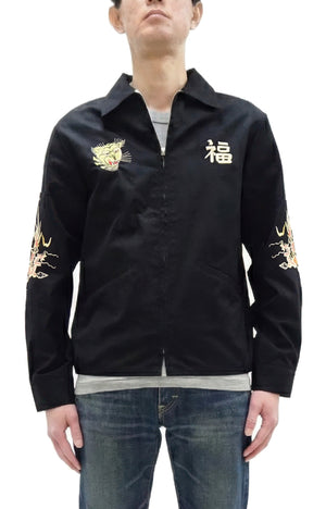 Tailor Toyo Men's Mid-1960s Cotton Vietnam Jacket "Vietnam Map" - Embroidered Vietnam Souvenir Tour Jacket, Pleiku-Inspired Reproduction (TT15892 119 Black)