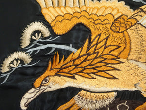 Tailor Toyo Men's Sukajan Jacket, Early 1950s Style Reversible Acetate Souvenir Jacket, Eagle x Roaring Tiger Embroidery, Black/Ivory x Blue/Black TT15972-119