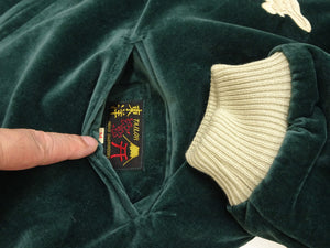 Tailor Toyo Men's 1950s Style Reversible Sukajan Souvenir Jacket, Cotton Velveteen and Quilted Acetate Satin, Insulated, Polar Bear and Alaska Map Embroidery (TT15974-145, Green)