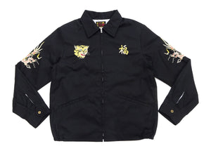 Tailor Toyo Men's Mid-1960s Vietnam Souvenir Tour Jacket Reproduction, Nha Trang 1966-67 Map Embroidery, Cotton Twill, Black TT15977