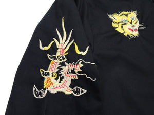 Tailor Toyo Men's Mid-1960s Vietnam Souvenir Tour Jacket Reproduction, Nha Trang 1966-67 Map Embroidery, Cotton Twill, Black TT15977