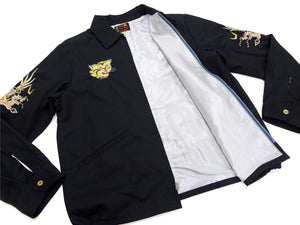 Tailor Toyo Men's Mid-1960s Vietnam Souvenir Tour Jacket Reproduction, Nha Trang 1966-67 Map Embroidery, Cotton Twill, Black TT15977