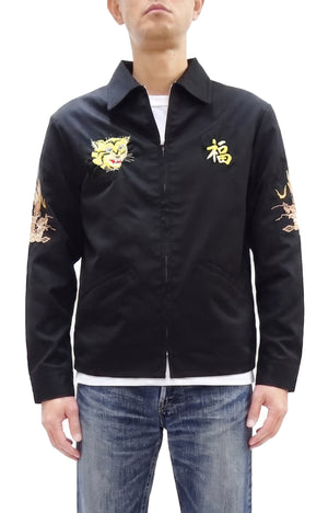 Tailor Toyo Men's Mid-1960s Vietnam Souvenir Tour Jacket Reproduction, Nha Trang 1966-67 Map Embroidery, Cotton Twill, Black TT15977