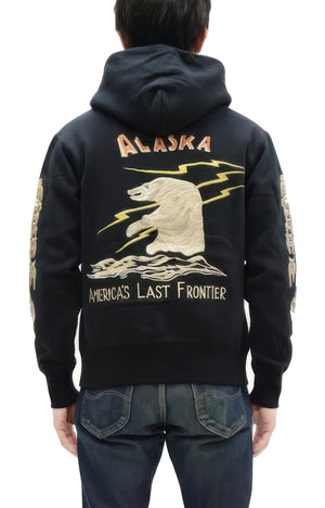 Tailor Toyo Men's Alaska Embroidered Zip-Up Hoodie - Sukajan Japanese Souvenir Jacket Style - TT69652 119 Black