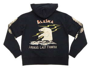 Tailor Toyo Men's Alaska Embroidered Zip-Up Hoodie - Sukajan Japanese Souvenir Jacket Style - TT69652 119 Black