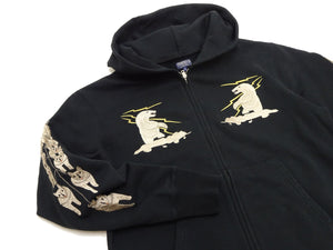 Tailor Toyo Men's Alaska Embroidered Zip-Up Hoodie - Sukajan Japanese Souvenir Jacket Style - TT69652 119 Black