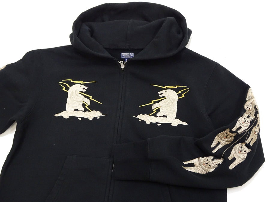 Tailor Toyo Men's Alaska Embroidered Zip-Up Hoodie - Sukajan Japanese Souvenir Jacket Style - TT69652 119 Black