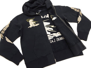 Tailor Toyo Men's Alaska Embroidered Zip-Up Hoodie - Sukajan Japanese Souvenir Jacket Style - TT69652 119 Black
