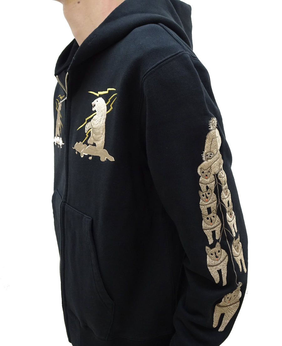 Tailor Toyo Men's Alaska Embroidered Zip-Up Hoodie - Sukajan Japanese Souvenir Jacket Style - TT69652 119 Black