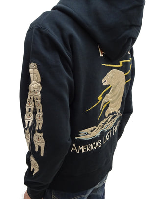 Tailor Toyo Men's Alaska Embroidered Zip-Up Hoodie - Sukajan Japanese Souvenir Jacket Style - TT69652 119 Black