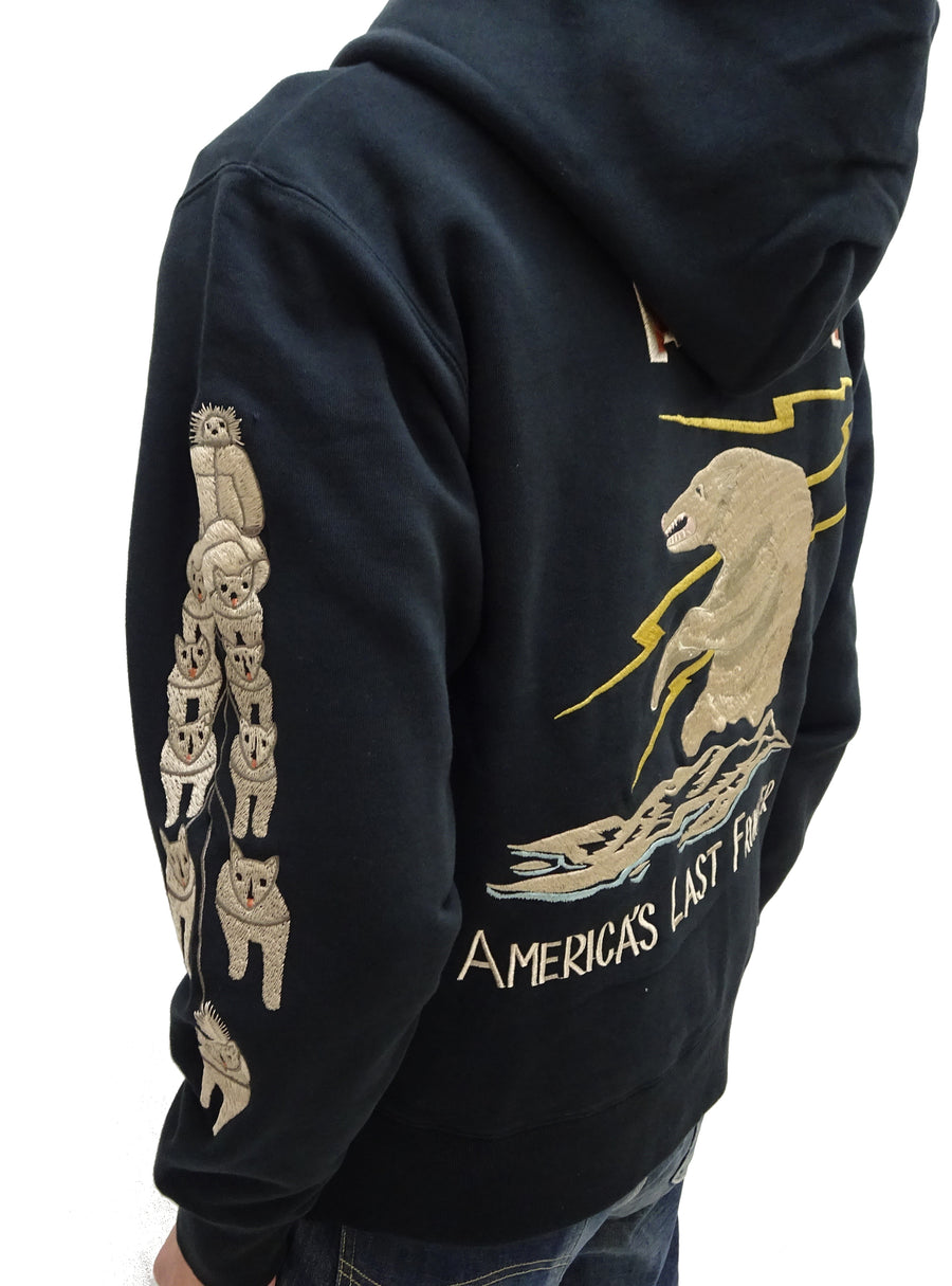 Tailor Toyo Men's Alaska Embroidered Zip-Up Hoodie - Sukajan Japanese Souvenir Jacket Style - TT69652 119 Black