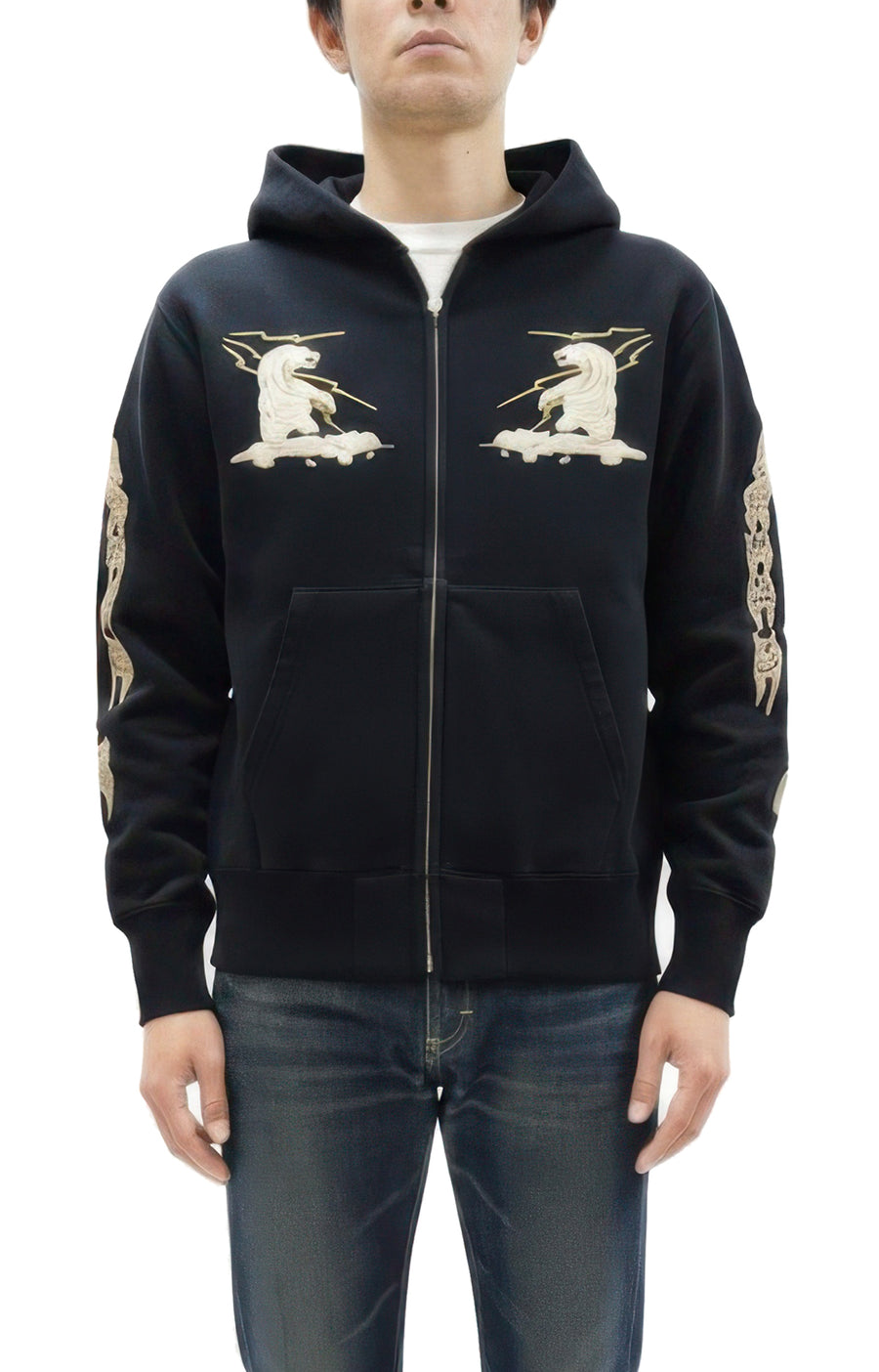 Tailor Toyo Men's Alaska Embroidered Zip-Up Hoodie - Sukajan Japanese Souvenir Jacket Style - TT69652 119 Black