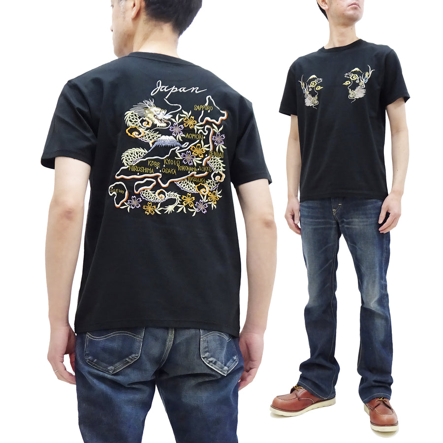 Tailor Toyo T-shirt Men's Sukajan Style Japan Map Embroidered