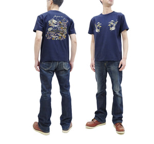 Tailor Toyo T-shirt Men's Sukajan Style Japan Map Embroidered Short Sleeve Tee TT79215 128 Navy-Blue